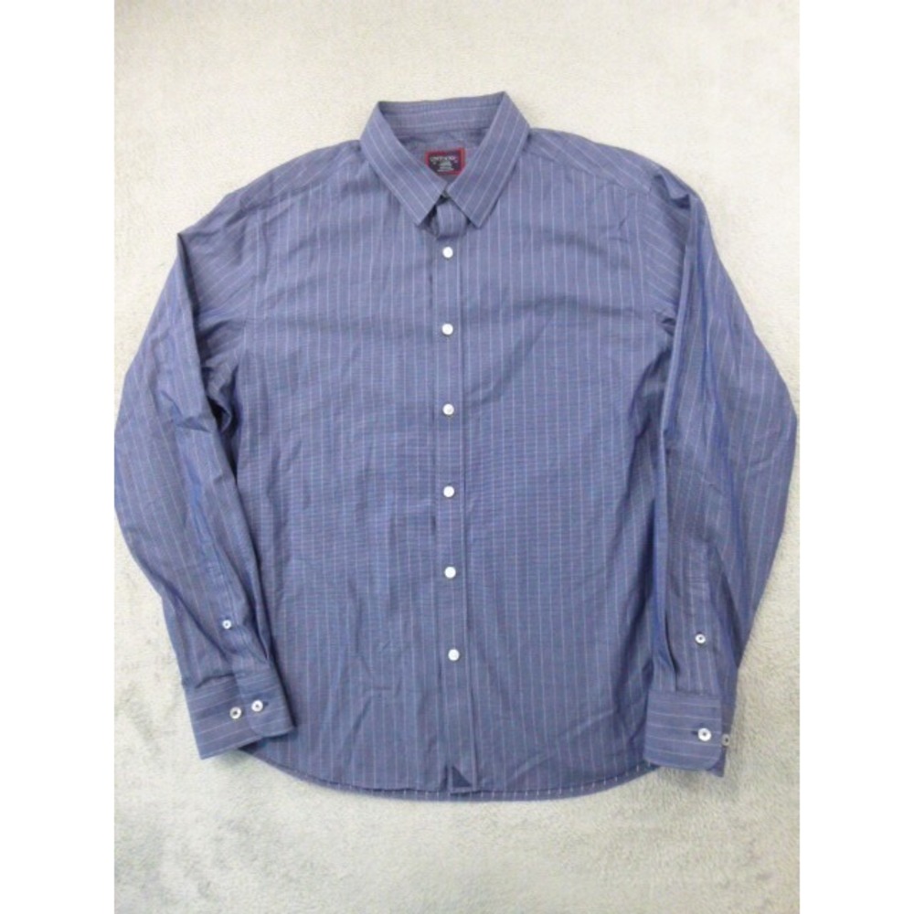 Untuckit Shirt Mens Large Reg Blue Striped Long Sleeve Button Cotton‎ Gifford WF